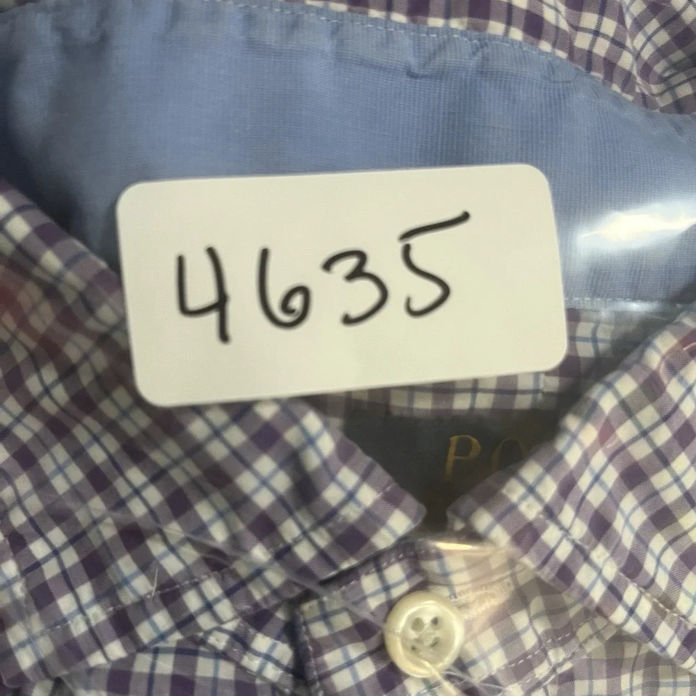 Polo Ralph Lauren Shirt M Blue Plaid Cotton Stretch Button Down Long Sleeve‎